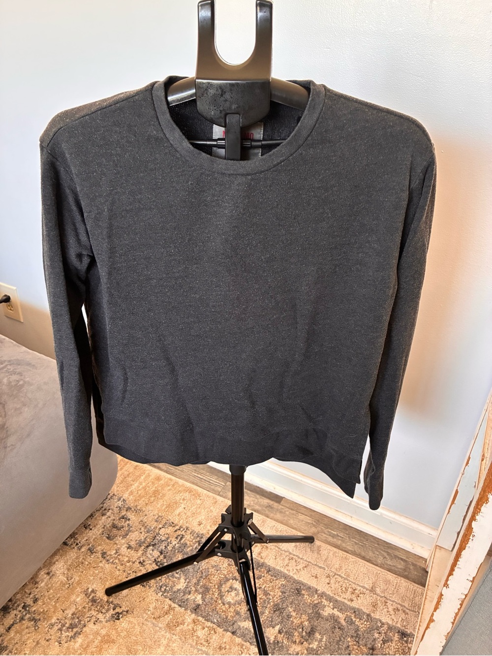 Crew Neck Long Sleeve Shirt - Charcoal